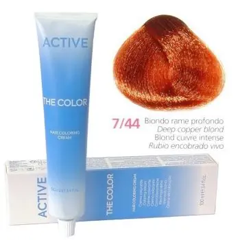 Bezpečná Platba ACTIVE The Color Permanentní barva na vlasy - Měděná intenzivní blond 7-44