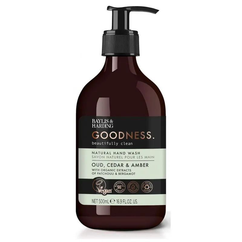 Goodness - Oud, Cedr & AmbraTekuté mýdlo na ruce, 500 ml Víkendová Akce