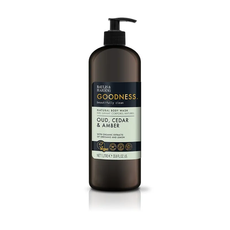 Goodness - Oud, Cedr & AmbraPřírodní sprchový gel, 1000 ml Ověřený