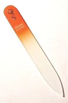 BOHEMIA CRYSTAL Skleněný pilník na nehty s potiskem - 90mm - oranžový Levný