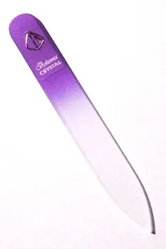 Ověřený BOHEMIA CRYSTAL Skleněný pilník na nehty s potiskem - 90mm - fialový