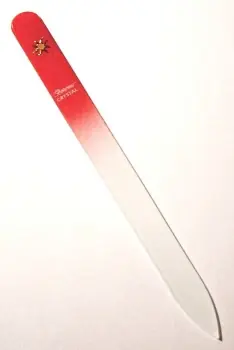Poslední Šance BOHEMIA CRYSTAL Skleněný pilník na nehty s potiskem - 140mm - červený