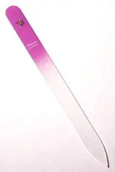 BOHEMIA CRYSTAL Skleněný pilník na nehty s potiskem - 140mm - růžový Nejlepší Cena