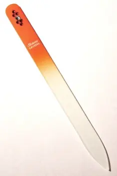 BOHEMIA CRYSTAL Skleněný pilník na nehty Swarovski - 140mm - oranžový Jen Po Omezenou Doba