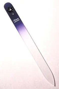 Značkový BOHEMIA CRYSTAL Skleněný pilník na nehty Swarovski - 140mm - modrý