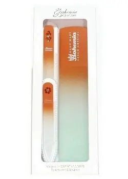 BOHEMIA CRYSTAL Dárková sada skleněných pilníků Swarovski - 90mm, 140mm a na paty - oranžová Zlevněný