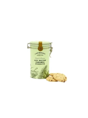 Autentický Sea Salted Caramel BiscuitsSušenky se slaným karamelem v plechovce, 200 g