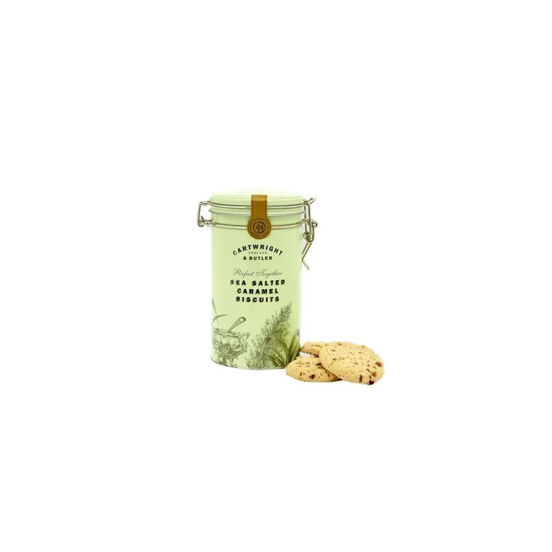 Autentický Sea Salted Caramel BiscuitsSušenky se slaným karamelem v plechovce, 200 g