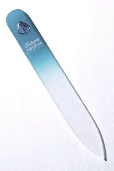 Must-Have BOHEMIA CRYSTAL Skleněný pilník na nehty s potiskem - 90mm - sv.modrý