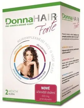 Vrácení Zdarma DONNA HAIR Vitamíny na vlasy Forte 60 tobolek - 2 měsíční kúra pro výživu a růst vlasů