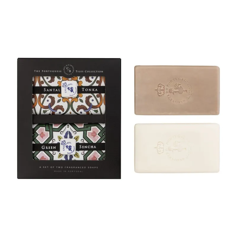 Bezpečná Platba Tiles Santal Tonka + Green SenchaSada tuhých mýdel, 2x200 g
