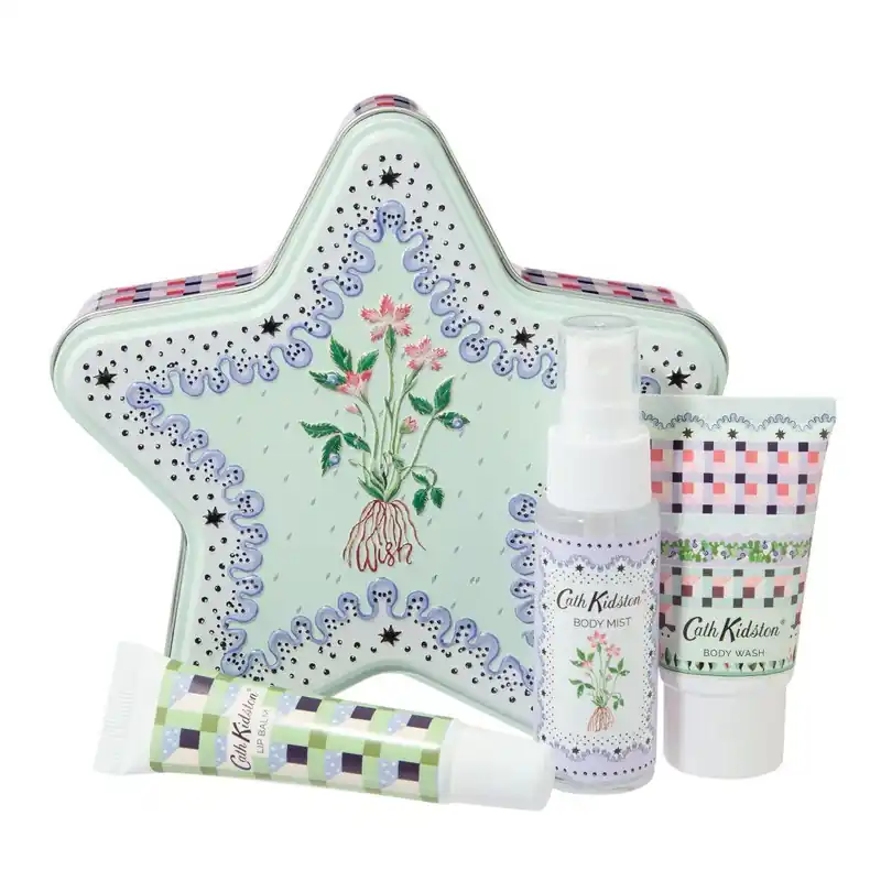 Nakupujte Hned Cath Kidston Roots & RaindropsDárková sada péče o tělo v plechové dóze, 3 ks