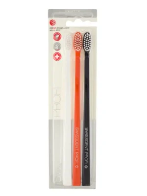 Swissdent Gentle Extra-Soft zubní kartáčky (černý, oranžový, bílý) 3 ks Omezená Nabídka