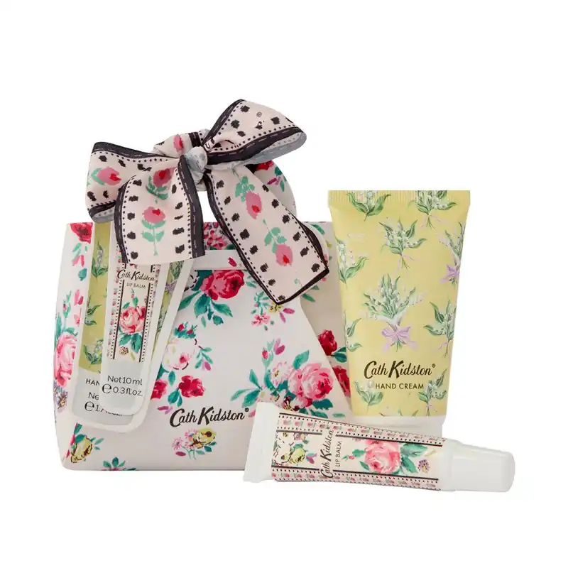 Časově Omezené Cath Kidston Wild Flowers Wild WomenSada krému na ruce a balzámu na rty v mini kabelce