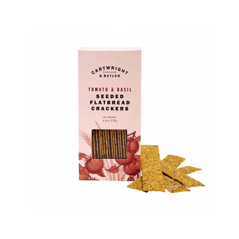 Seeded Flatbread Crackers - Tomato & BasilSlané krekry s rajčaty a bazalkou, 130 g Sleva