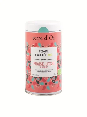 Fraise, Litchi & BasilicBIO ovocno-bylinný čaj, 80 g Finální Výprodej