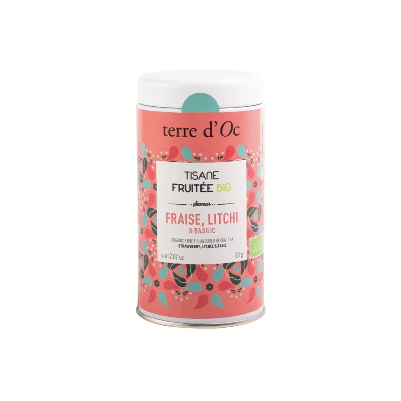 Fraise, Litchi & BasilicBIO ovocno-bylinný čaj, 80 g Finální Výprodej
