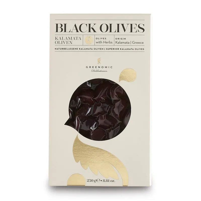 Nejlepší Volba Black Olives KalamataČerné olivy Kalamata dochucené bylinkami, 250 g