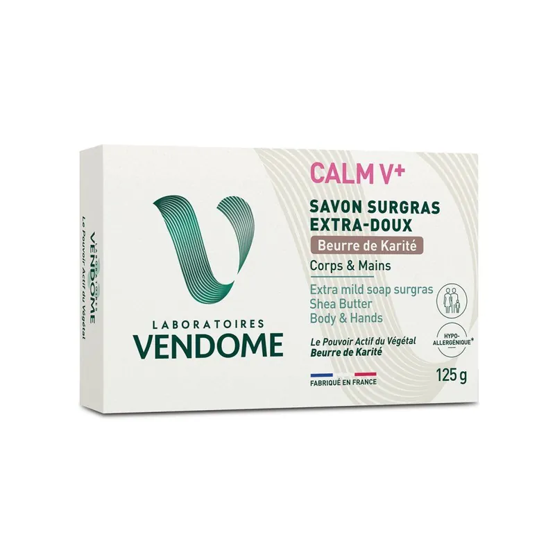 CALM V+ Savon Surgras Extra-DouxExtra jemné tuhé mýdlo s bambuckým máslem, 125 g Must-Have
