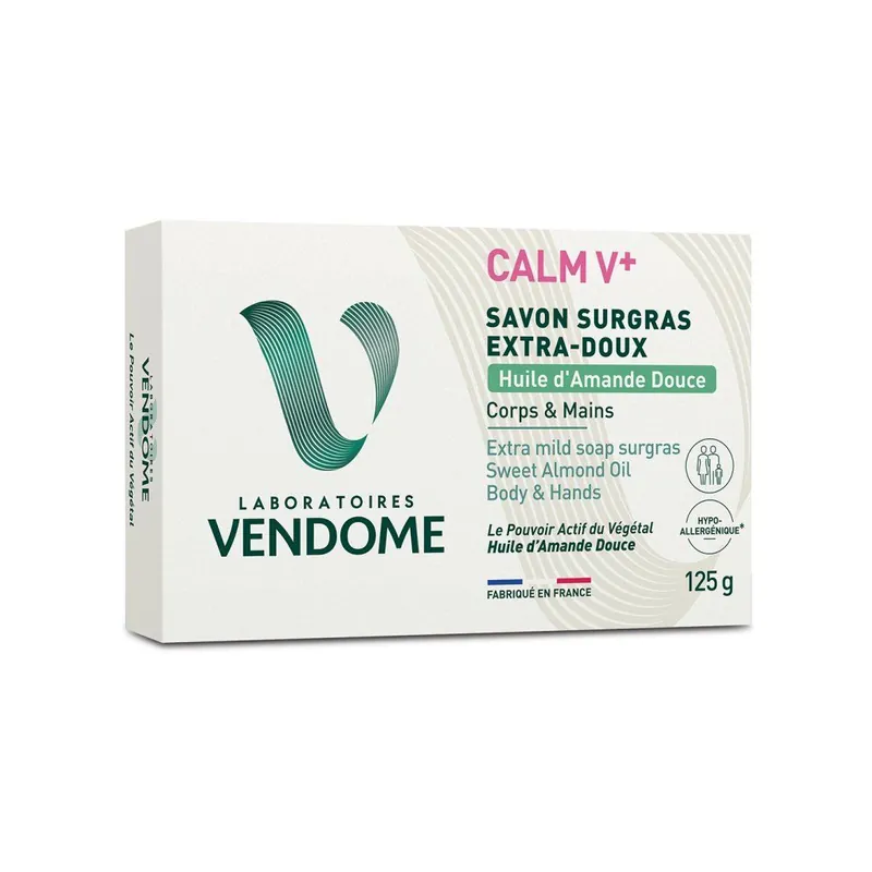 CALM V+ Savon Surgras Extra-DouxExtra jemné tuhé mýdlo s mandlovým olejem, 125 g Akce