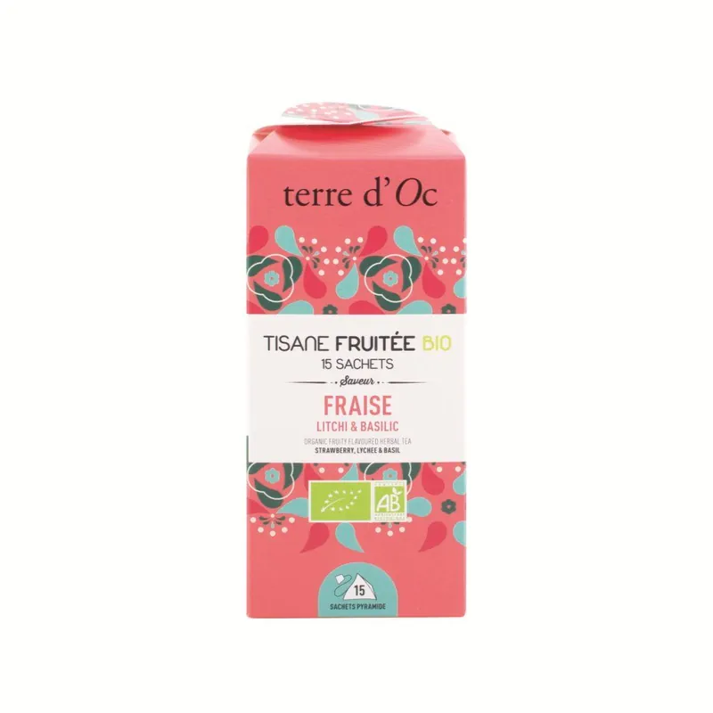 Fraise, Litchi & BasilicBIO ovocno-bylinný čaj, 15 čajových sáčků Odeslání Ihned
