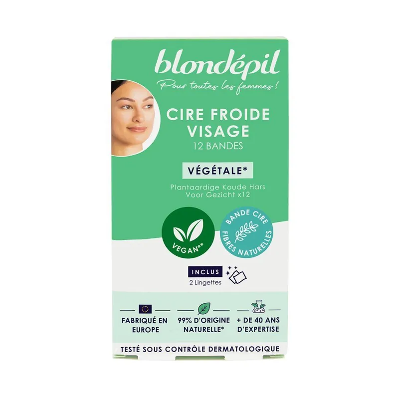 Cire Froide Visage VégétaleEpilační voskové pásky na obličej, 12 ks Horká Nabídka