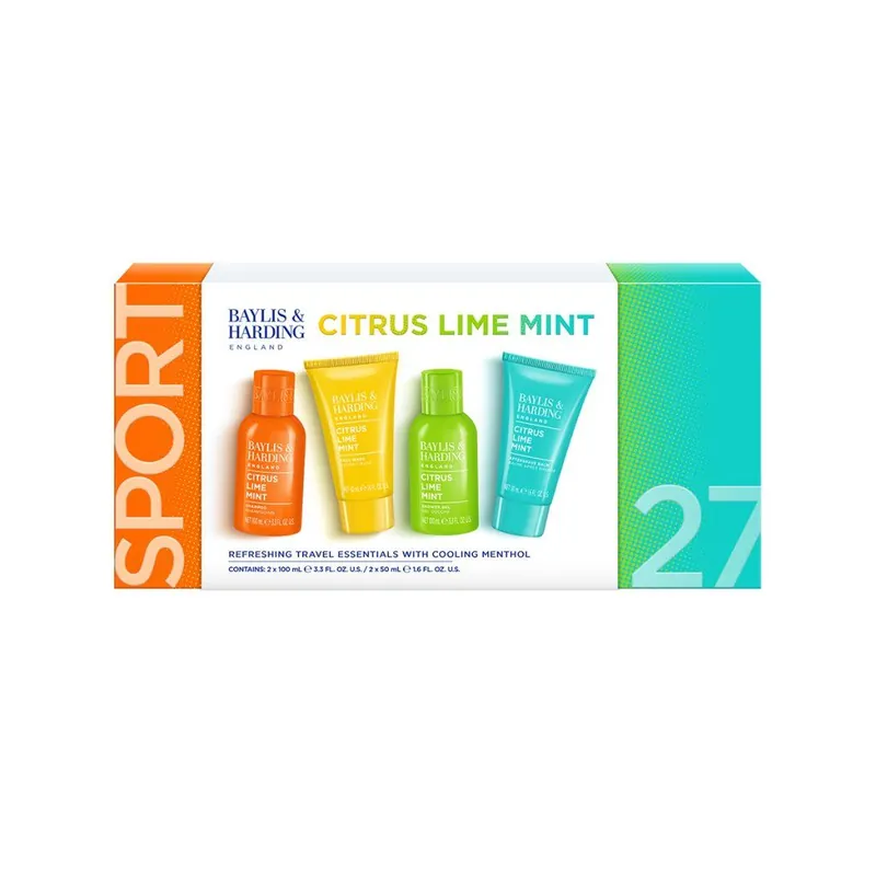 Horká Nabídka Citrus, Lime & Mint - sada s péčí o tělo, vlasy a pleť, 4 kspánská sada tělových, vlasových a pleťových produktů s chladivým mentolem