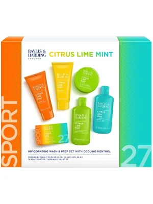 Jen Po Omezenou Doba Citrus, Lime & Mint - sada tělové péče, 6 ksvelká dárková sada pro muže s osvěžující péčí o tělo, pleť i vlasy