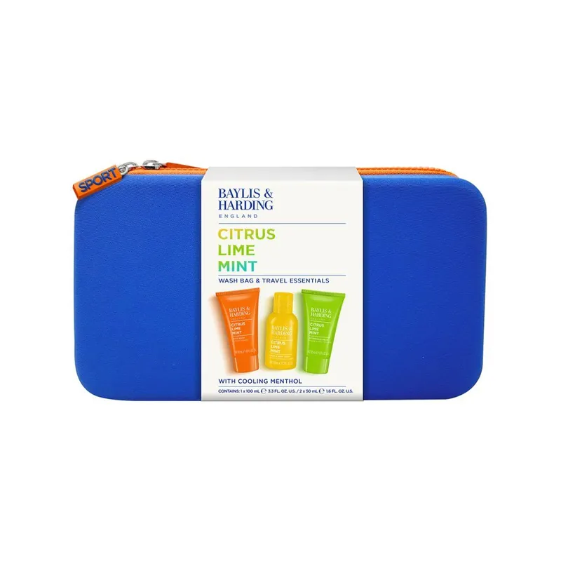 Jen Po Omezenou Doba Citrus, Lime & Mint - sada s péčí o tělo a pleť, 3 kspánská sada produktů pro tělo a pleť ve sportovní kosmetické taštičce