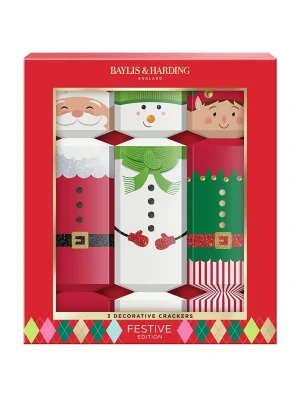 Must-Have Festive - vánoční sada s péčí o tělo, 3 ksvánoční sada crackerů s péčí o tělo, papírovými korunkami a vánočními žertíky