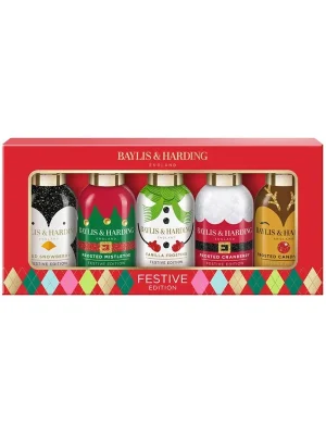 Tovární Cena Festive - vánoční sada s péčí o tělo, 5 ksdárková sada tělových produktů s vánočními vůněmi a hravým designem, 5×100 ml