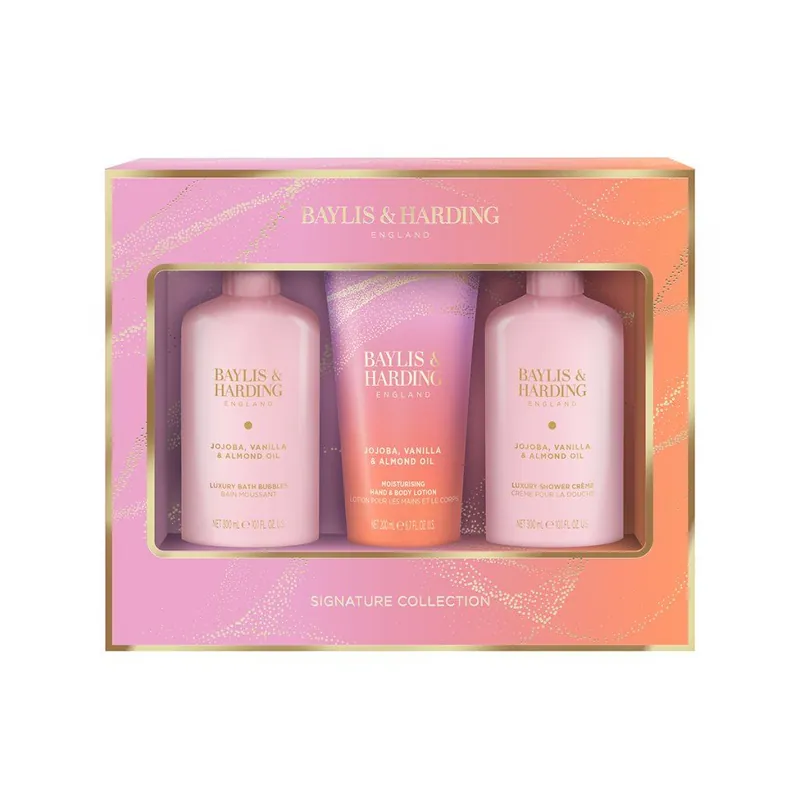 Jojoba, Vanilla & Almond Oil - sada s péčí o tělo, 3 kspraktická dárková sada tělové péče s vůní jojoby, vanilky a mandlového oleje Oblíbený