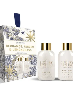 Zlevněný Bergamot, Ginger & Lemongrass - sada péče o tělo, 2 ksmini sada tělového mýdla a krému v dárkové krabičce na zavěšení