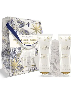 Bergamot, Ginger & Lemongrass - sada s péčí o tělo, 3 ksdárková sada s tělovou houbičkou, mýdlem a tělovým mlékem Ihned K Objednání