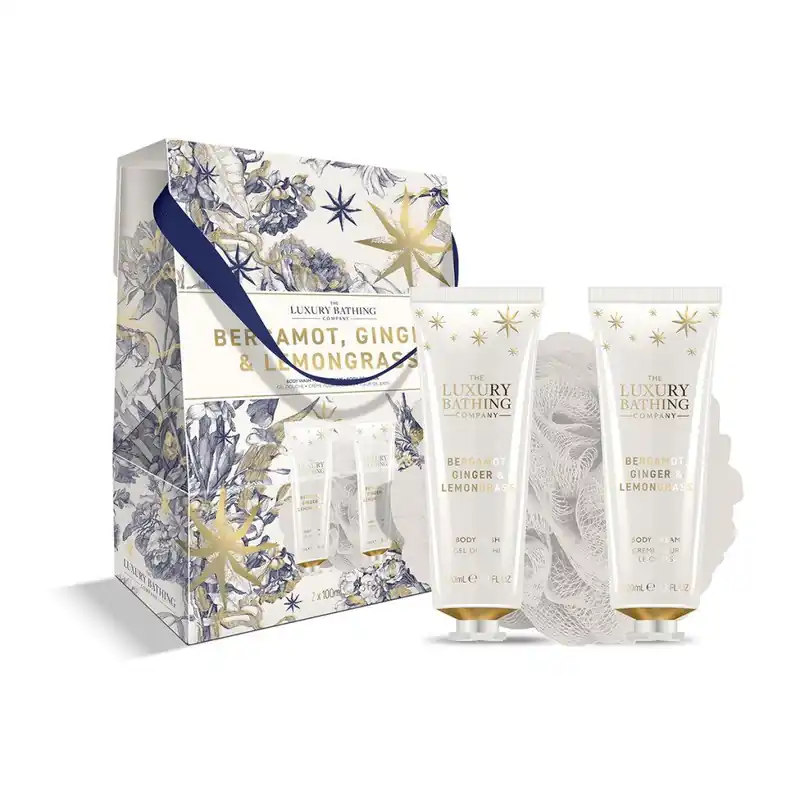 Bergamot, Ginger & Lemongrass - sada s péčí o tělo, 3 ksdárková sada s tělovou houbičkou, mýdlem a tělovým mlékem Ihned K Objednání
