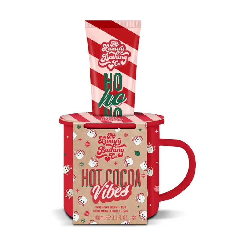 Tovární Cena Candy Canes, Cocoa & Vanilla Swirl - set hrníčku a krému na ruce, 2 kspraktická sada hydratačního krému na ruce s vůní kakaa a vanilky a designového hrníčku