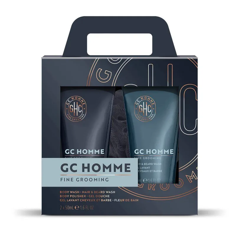 GC Homme - mini sada s péčí o tělo, 3 kssada s tělovou houbičkou, mýdlem a mycím gelem na vlasy a vousy v dárkové krabičce Objednat Nyní