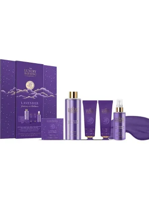 Super Cena Lavender - sada s péčí o tělo, ruce a vlasy, 6 ksvelká relaxační sada tělové mlhy, masky na spaní a pečující kosmetiky s vůní levandule
