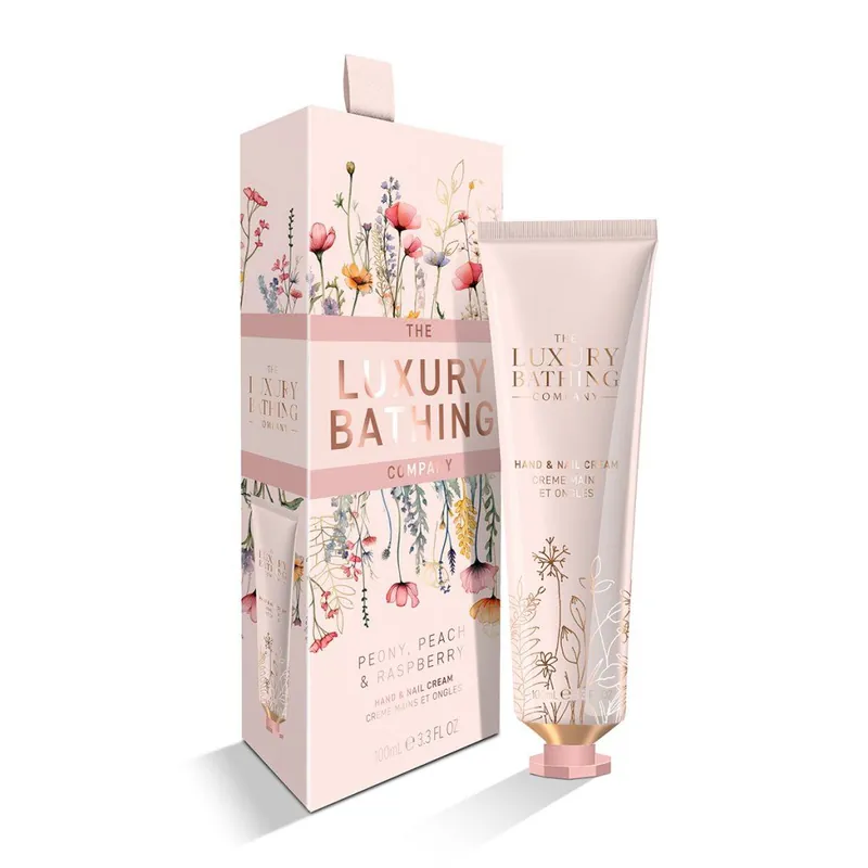 Vysoce Kvalitní Peony, Peach & Raspberry - krém na ruce, 100 mlhydratační krém na ruce s vůní pivoněk, malin a broskví, v dárkové krabičce