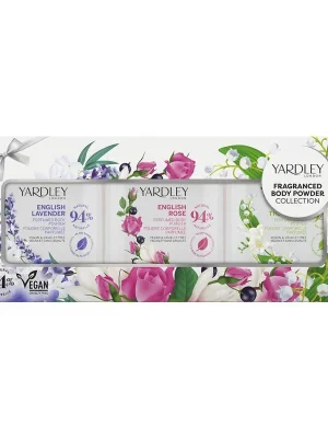Dokud Zásoby Vydrží Sada parfémovaných pudrů na tělos vůní růže, levandule a konvalinky, 3 × 50 g