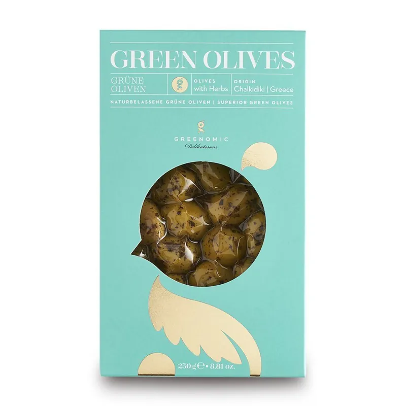 Green Olives with HerbsZelené olivy s bylinkami, 250 g Sleva