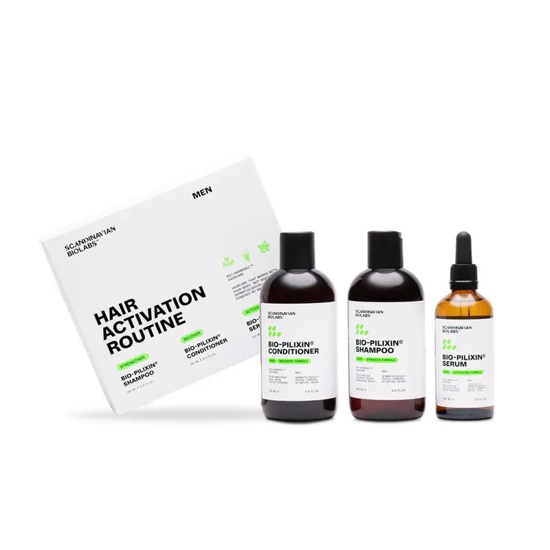 Bio-Pilixin® Hair Activation Routine - MenRutina pro posílení a růst vlasů pro muže, 3 × 250 ml Časově Omezené