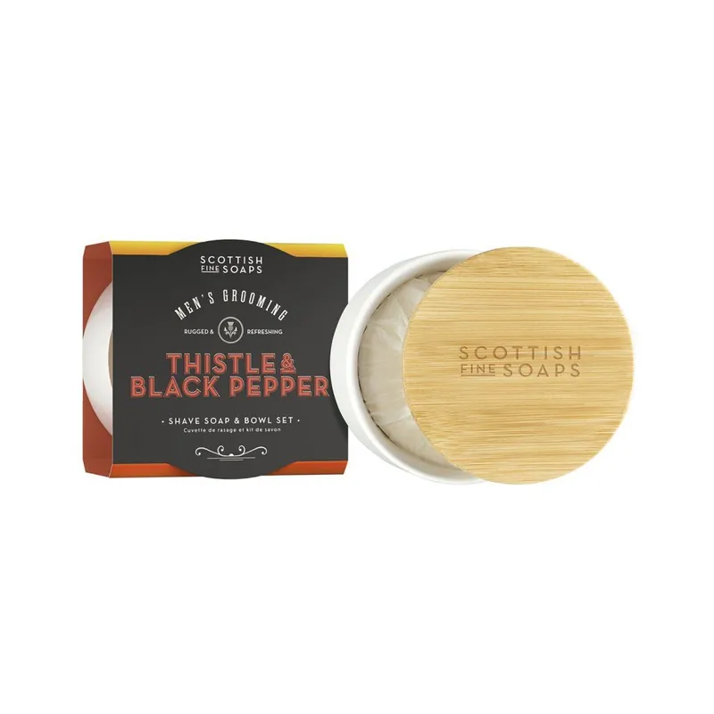 Thistle & Black PepperTuhé mýdlo na holení v mističce, 100 g Tovární Cena