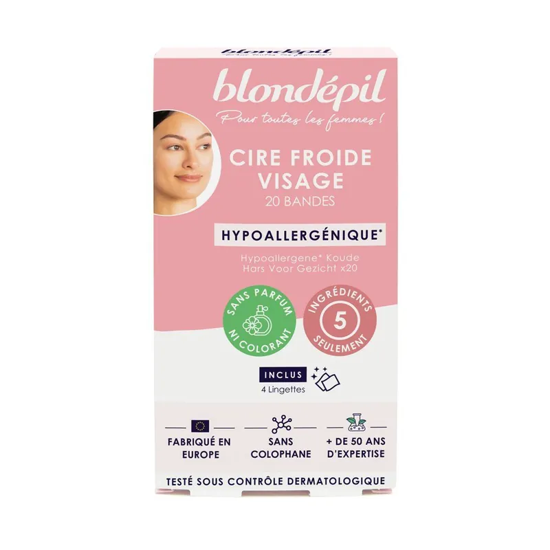 Horká Nabídka Cire Froide Visage HypoallergéniqueStudené voskové pásky na obličej - hypoalergenní, 20 ks