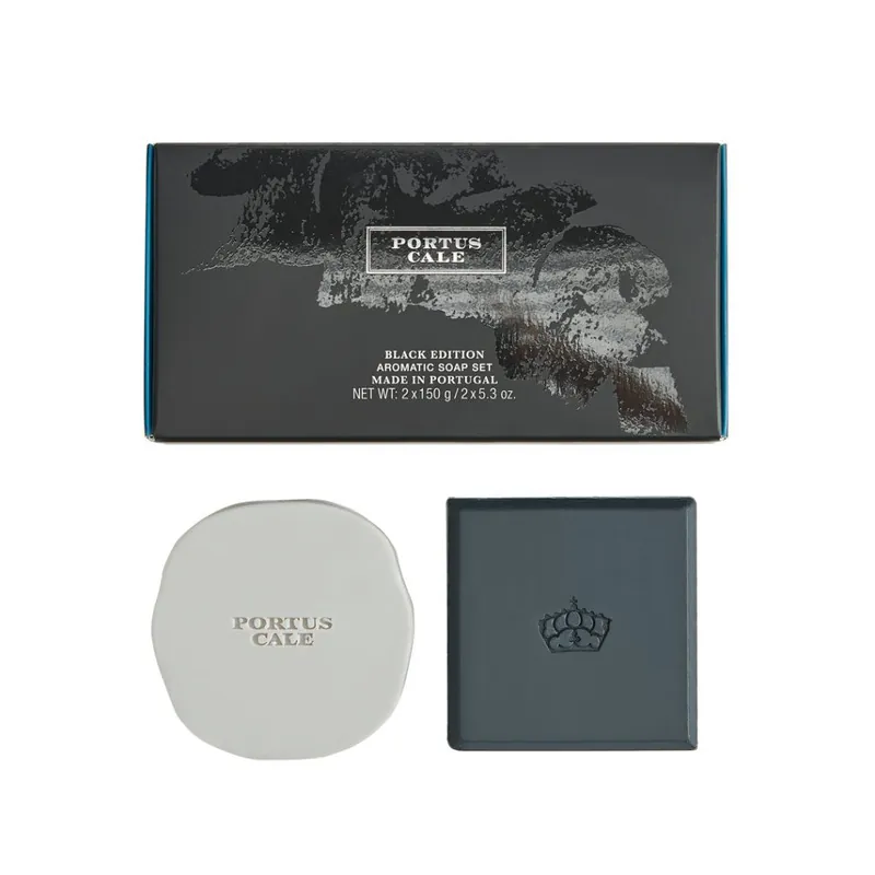 Portus Cale Black EditionSada tuhých mýdel, 2 × 150 g Horká Nabídka