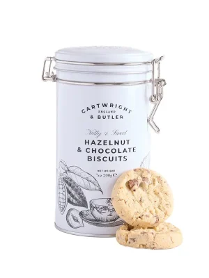 Hazelnut & Chocolate BiscuitsSušenky s čokoládou a lískovými ořechy, v plechové dóze, 200 g Originální