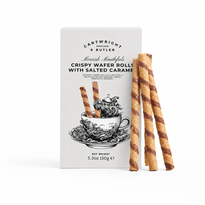 Crispy Wafer Rolls With Salted CaramelOplatkové trubičky se slaným karamelem, 150 g Nová Kolekce