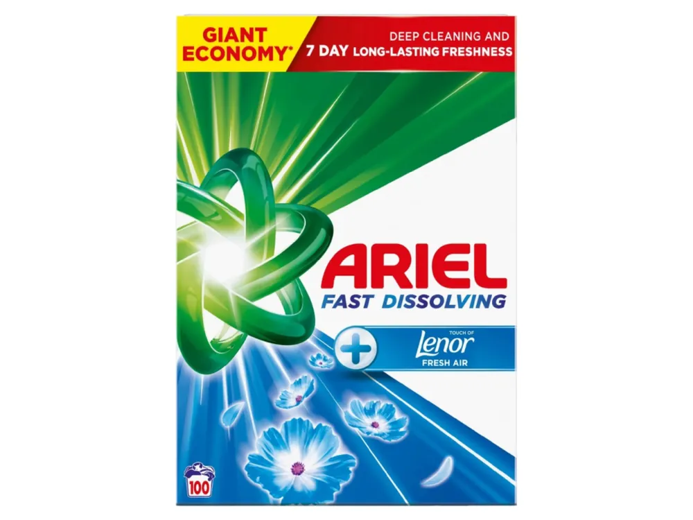Sleva Ariel prací prášek 100 dávek Touch of Lenor Fresh Air Universal 5,5 kg