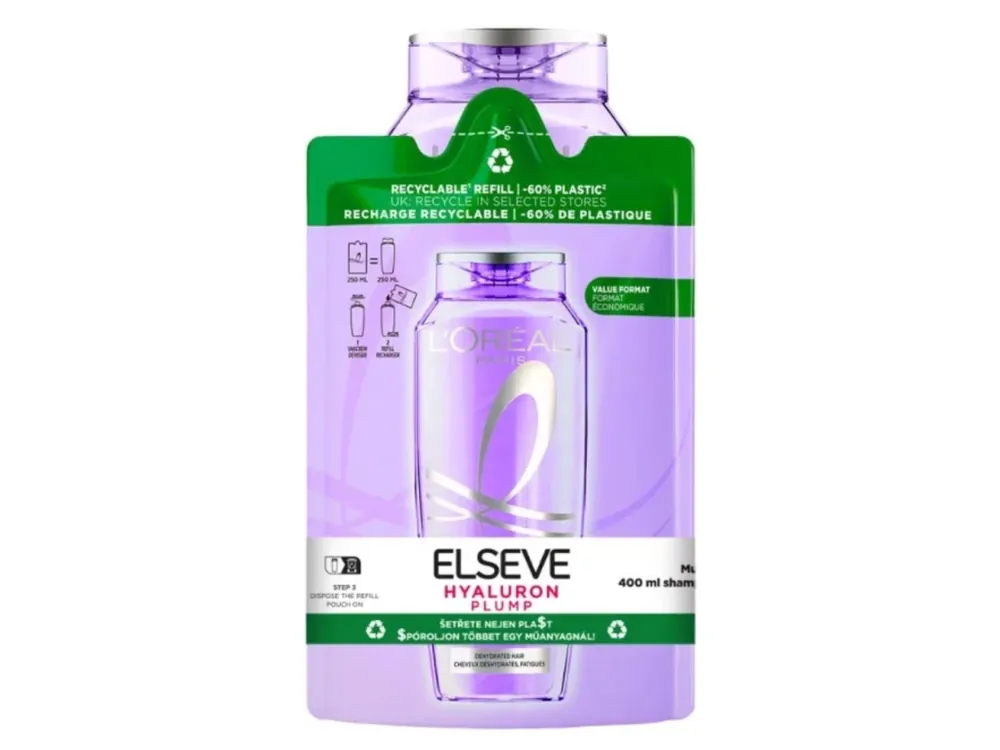 Levný L'Oréal Elseve šampon 400 + 250 ml Hyaluron Plump
