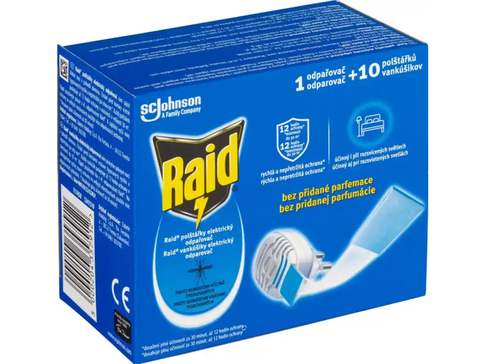 Raid elektrický odpařovač proti komárům 1 ks + 10 polštářků Objednat Nyní